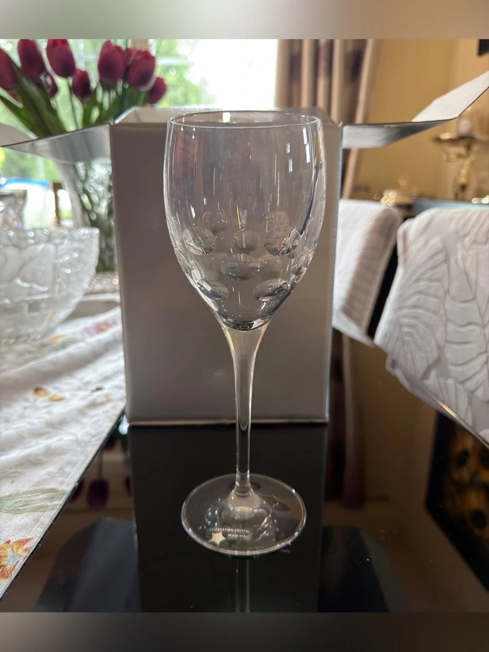 Rogaska Celebration Crystal Disco Beat Crystal Wine Glasses Set of 4 – Mint!!!